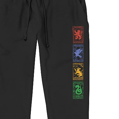 Men's Harry Potter Houses Logos Banded Bottom Pajama Pants
