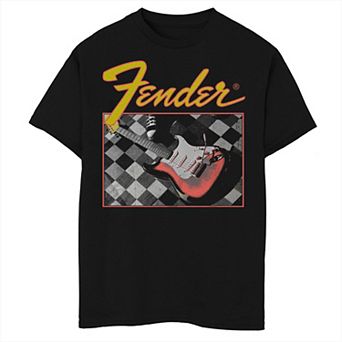 Boys 6-20 Fender Checkered Guitar Retro Poster Tee