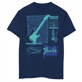 Boys 8-20 Fender Stratocaster Infographic Schematics Tee