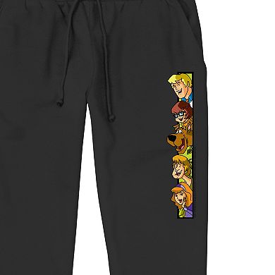 Men's Scooby Doo Peeking Mystery Gang Banded Bottom Pajama Pants