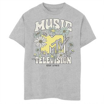 Boys 8-20 MTV Music Television EST 1981 Flowers Tee