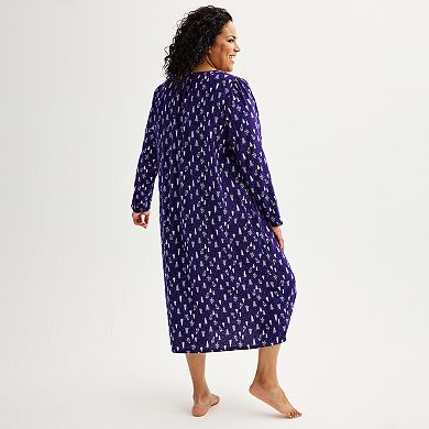 Plus Size Croft & Barrow® Long Sleeve Flannel Long Nightgown