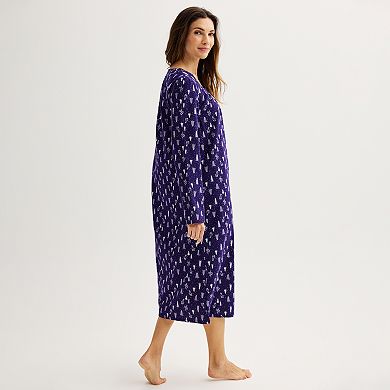 Petite Croft & Barrow® Flannel Long Sleeve Nightgown