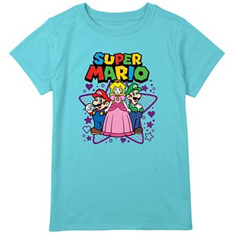 Girls 8-20 Super Mario Luigi Princess Peach Stars Hearts Graphic Tee in Regular & Plus Size