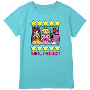Girls 8-20 Super Mario Girl Power Princess Daisy Peach Birdo Stars Graphic Tee in Regular & Plus Size
