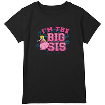 Girls 8-20 Super Mario I'm The Big Sis Princess Peach Graphic Tee
