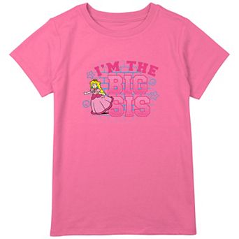 Girls 8-20 Super Mario I'm The Big Sis Princess Peach Graphic Tee