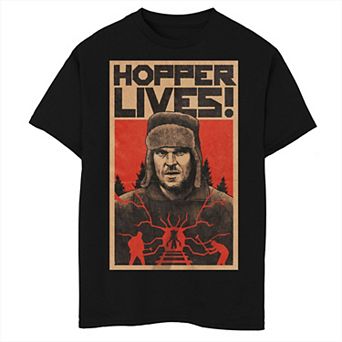 Boys 8-20 Netflix Stranger Things Hopper Lives Demo Poster Graphic Tee