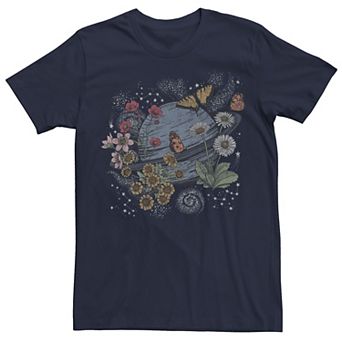 Juniors' Wildflower Butterflies Cosmic Planet Boyfriend Graphic Tee