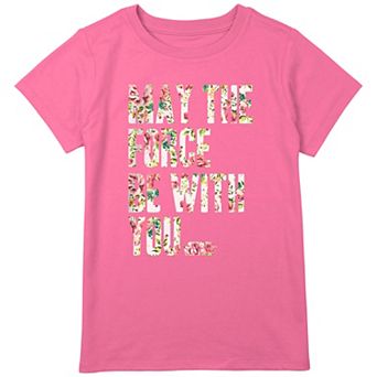 Girls 8-20 Star Wars May The Force Be With You Floral Fill Graphic Tee