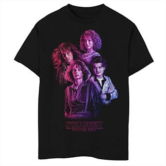Boys 8-20 Husky Netflix Stranger Things Gradient Group Robin Nancy Steve & Eddie Muson Graphic Tee