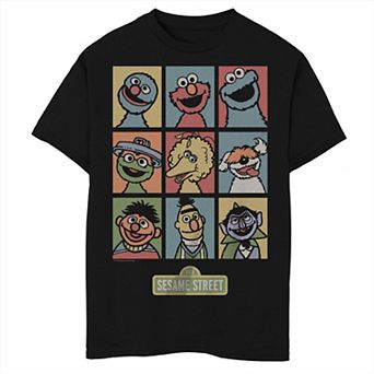 Boys 8-20 Husky Sesame Street Puppets Grid Poster Graphic Tee