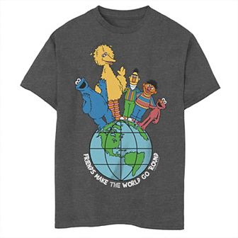 Boys 8-20 Husky Sesame Street Friends Make The World Go Round Elmo Cookie Monster Big Bird Graphic Tee