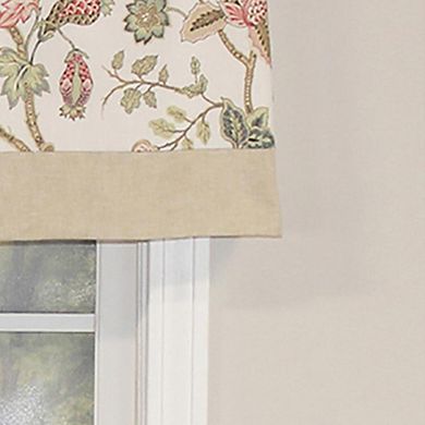 RLF Home Gianna Banded Valance Rod Pocket, Contrast bottom banding.