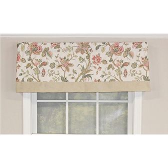 RLF Home Gianna Banded Valance Rod Pocket, Contrast bottom banding.