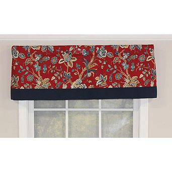 RLF Home Gianna Banded Valance Rod Pocket, Contrast bottom banding.