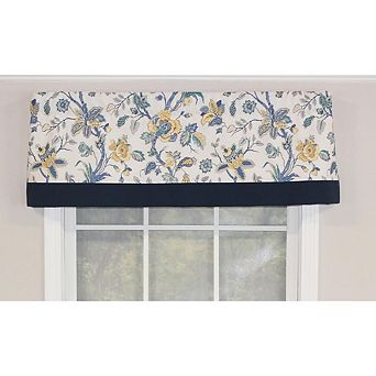 RLF Home Gianna Banded Valance Rod Pocket, Contrast bottom banding.