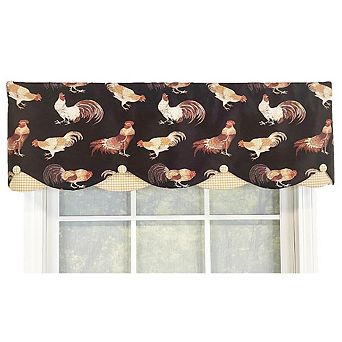 RLF Home Cockadoodle Petticoat Valance Rod Pocket, Contrast Bottom fabric. Hand Made Buttons