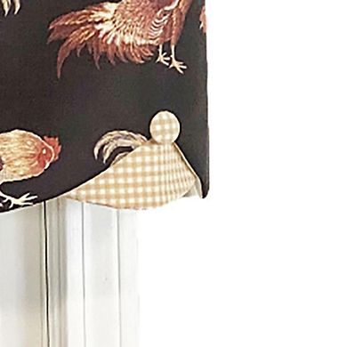 RLF Home Cockadoodle Petticoat Valance Rod Pocket, Contrast Bottom fabric. Hand Made Buttons