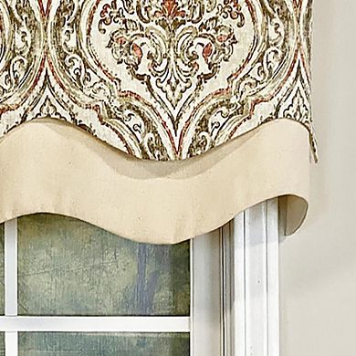 RLF Home Diamond Damask Glory Valance Rod Pocket, Layered