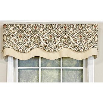 RLF Home Diamond Damask Glory Valance Rod Pocket, Layered