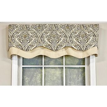 RLF Home Diamond Damask Glory Valance Rod Pocket, Layered