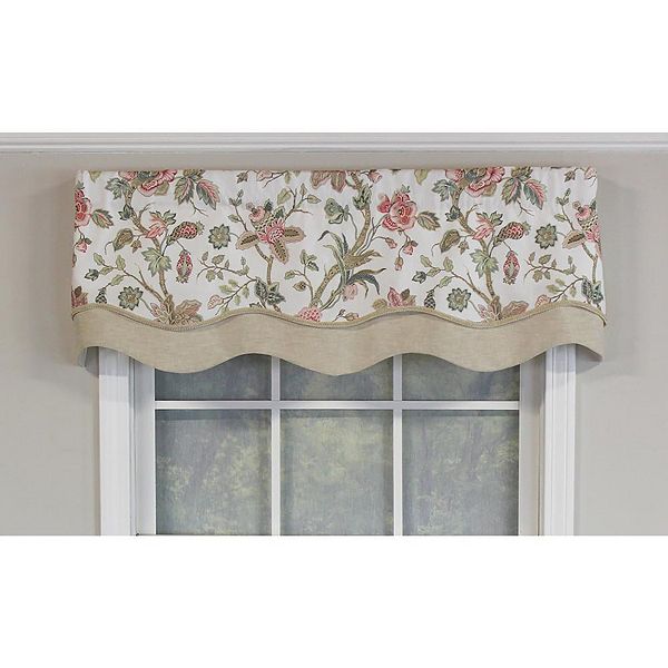 RLF Home Gianna Glory Valance Rod Pocket, Layered, Trimmed.