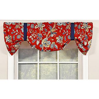 RLF Home Gianna Suspender Valance Rod Pocket, contrast ribbon Tie