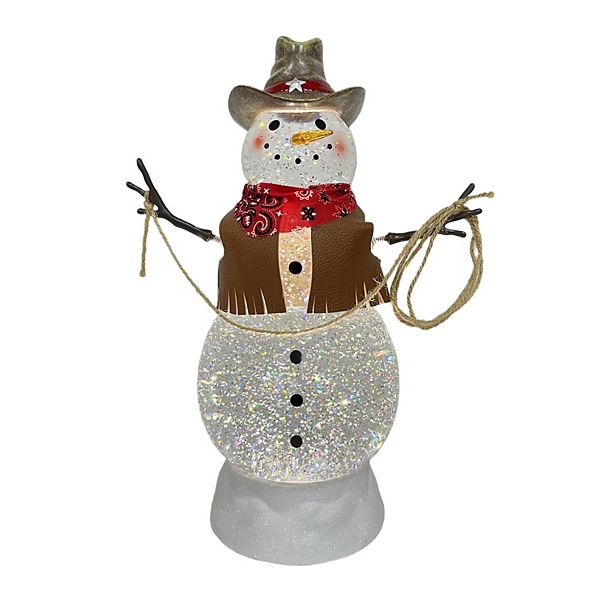 St. Nicholas Square® Holiday Cowboy Snowman Light-Up Glitter Snow Globe  Table Decor