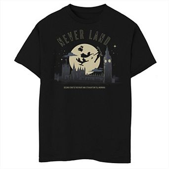Disney's Peter Pan Boys Group Shot Skyline Flight Moon Tee