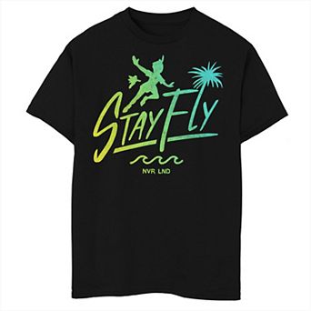 Disney's Peter Pan Boys Stay Fly Text Silhouette Poster Tee