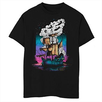 Disney's Peter Pan Boys Pirate Ship Flight Neon Tee