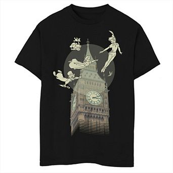 Disney's Peter Pan Boys The Darlings Flying By Clock Tower Tee