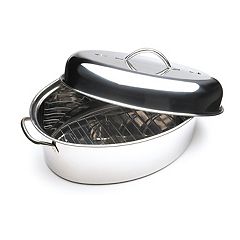 Food Network 16-in. Roasting Pan with Rack & Lifters, Grey