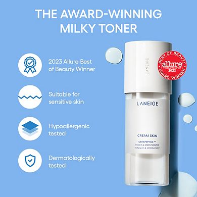 Cream Skin Refillable Toner & Moisturizer with Ceramides and Peptides