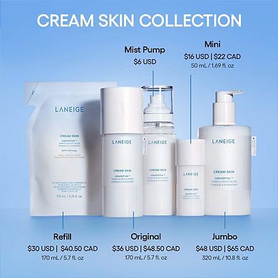 Cream Skin Refillable Toner & Moisturizer with Ceramides and Peptides