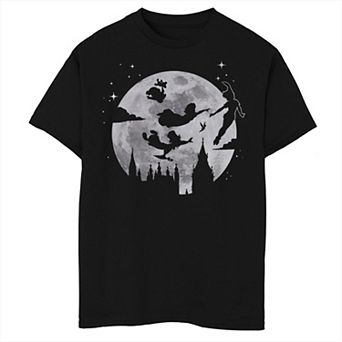 Disney's Peter Pan Boys Flying By The Moon Silhouette Tee