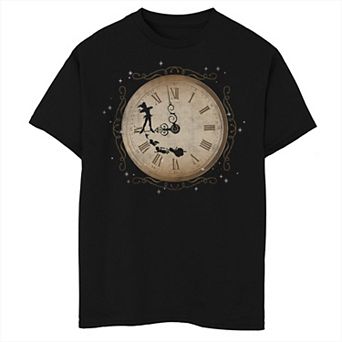 Disney's Peter Pan Boys Wendy John Michael & Tink Tick Tock Clock Tee