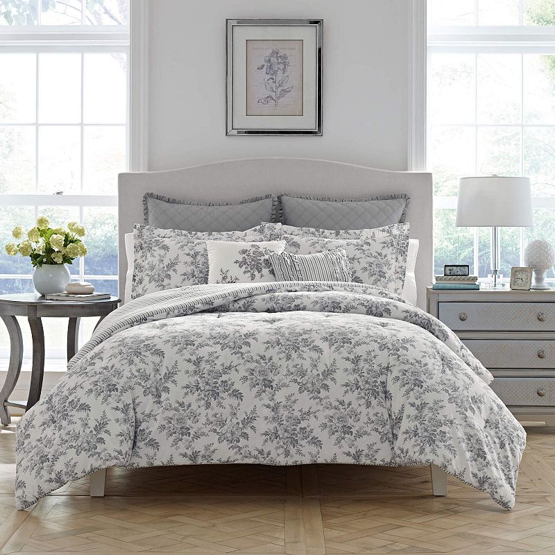 45993532 Laura Ashley Annalise Floral Duvet Cover Set, Grey sku 45993532