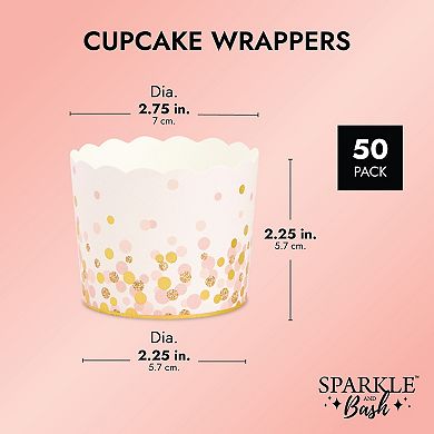 50x Mini Cupcake Muffin Liners Wrappers Paper Baking Cups for Birthday, Wedding