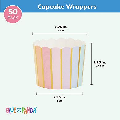 50x Mini Cupcake Muffin Liners Wrappers Paper Baking Cups for Birthday, Wedding