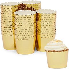 TREAT CUP Foil Cupcake Baking Liner 50 Ct Rose Gold 