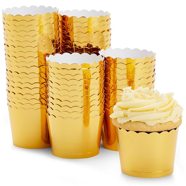 Gold Foil Cupcake Liners, Muffin Baking Cups (1.96 x 1.8 In, 60 Pack)
