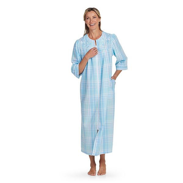 Women's Miss Elaine Essentials Seersucker Long Zip Robe