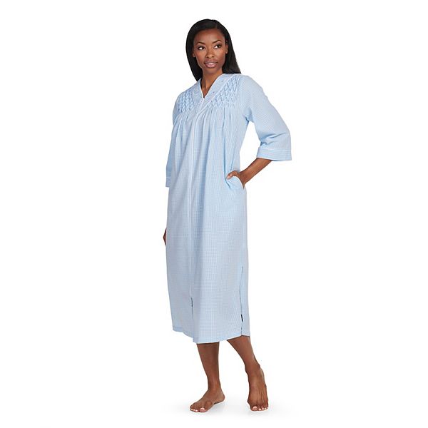 Women's Miss Elaine Essentials Seersucker Long Zip Robe