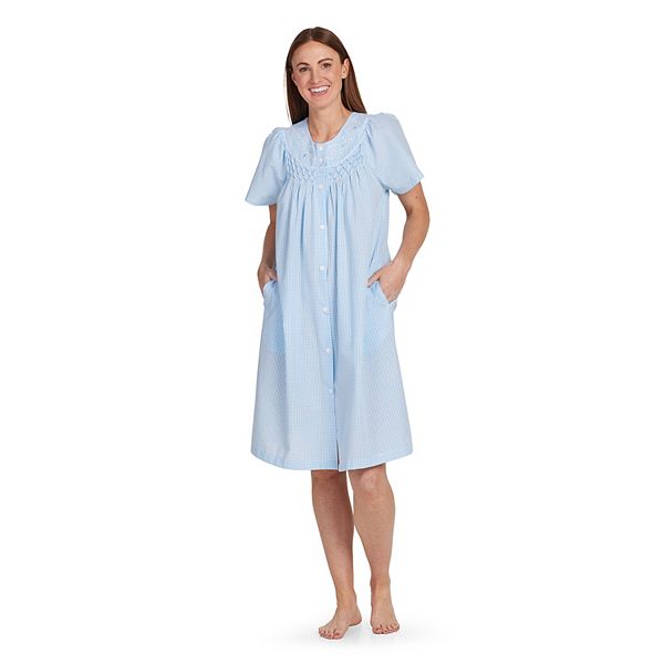 Women's Miss Elaine Essentials Seersucker Short Snap Robe