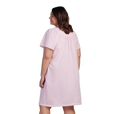 Plus Size Miss Elaine Essentials Seersucker Short Snap Robe