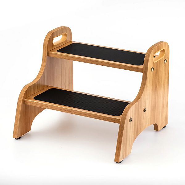 Strongtek Wooden 2 Step Stools For Kids With NonSlip Stepping Surface