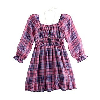 Girls 4-16 Three Pink Hearts Chiffon Dress & Necklace Set