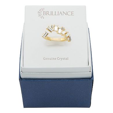 Brilliance Gold Tone Clear Baguette Crystal Wrap Ring